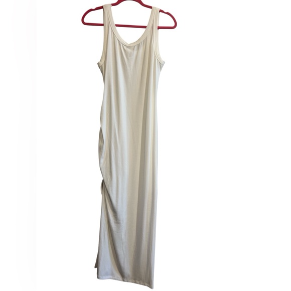 L*SPACE Sandpiper White Sleeveless Cover-up Dress with Ruched Side - Picture 3 of 10